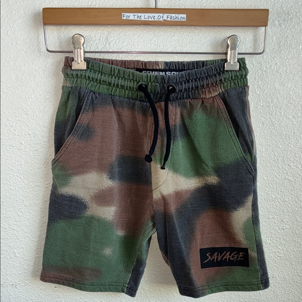 Camouflage Cotton Shorts featuring "SAVAGE"
